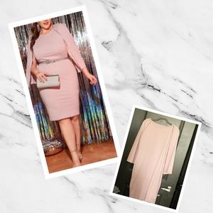 Cloak Sleeve Split Back Bodycon Dress